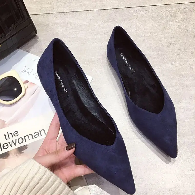 Women Shoes Quick Delivery - Pointed Toe Low Heel Elegant Navy