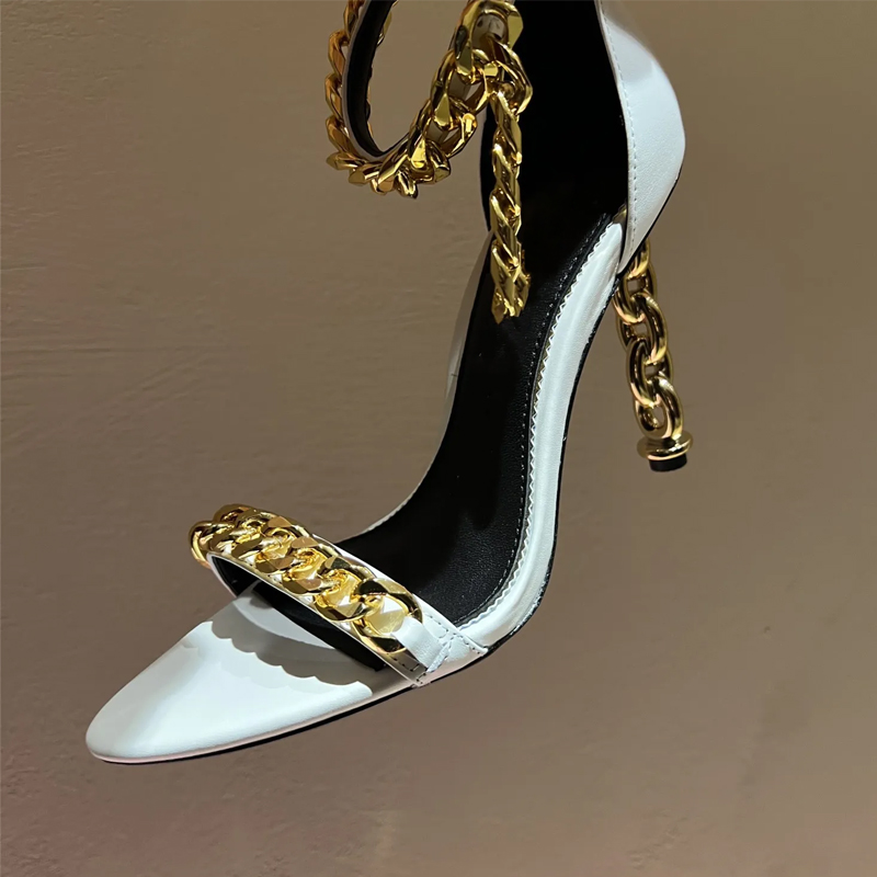 Gold Chain Sandal - Sexy Gold Chain Heel Pointed Toe