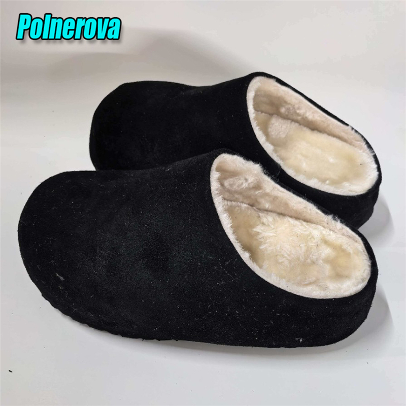 Slip On Mule Flat - Suede Fluffy Thick Soled Half Slippers