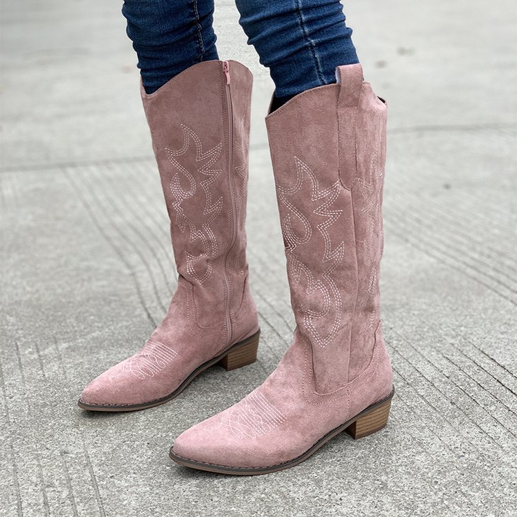 Retro Embroidered V-neck Boots - Sock Boot Women ulasan dan harga