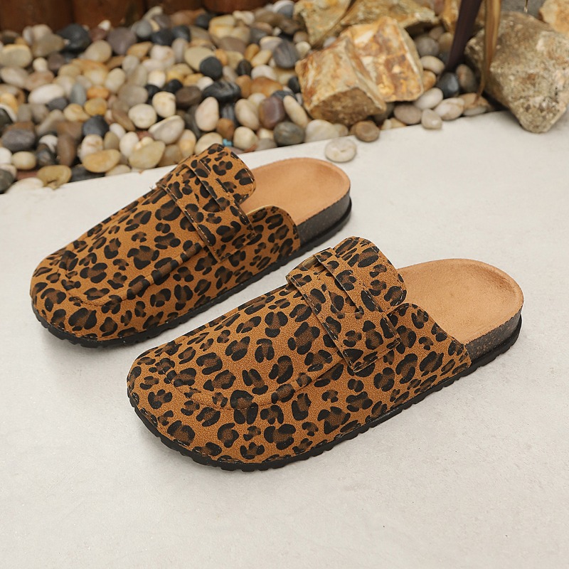 Women Leopard Print Slip on Mu - Slip On Mule Flat ulasan dan harga