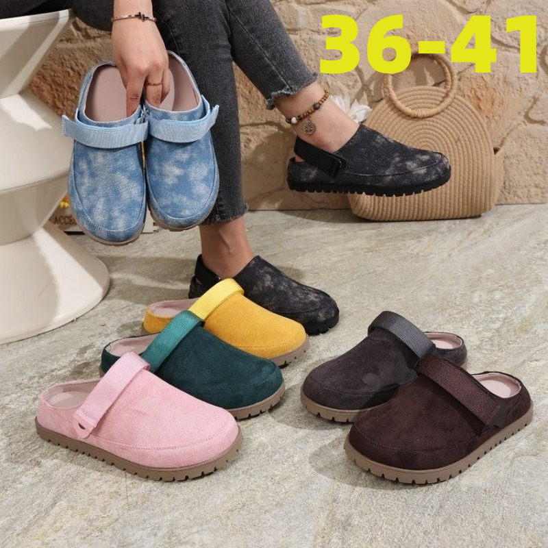 New Women Suede Mules Multicol - Slip On Mule Flat ulasan dan harga