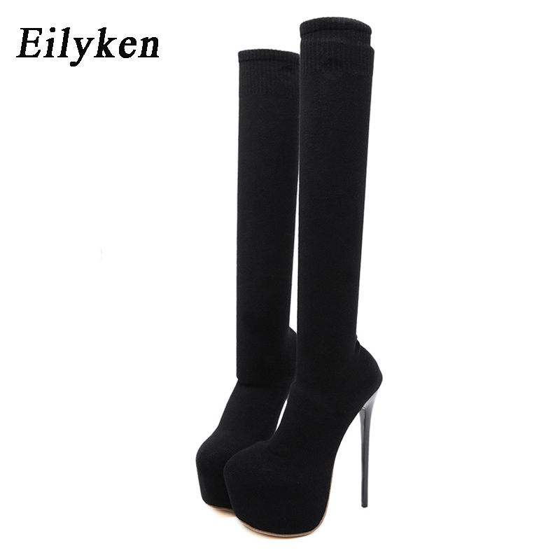 Eilyken 17CM Platform Heels Wo - Sock Boot Women ulasan dan harga