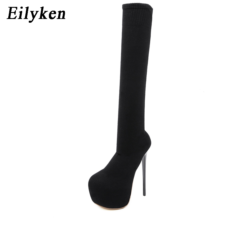 Eilyken 17CM Platform Heels Wo - Sock Boot Women ulasan dan harga