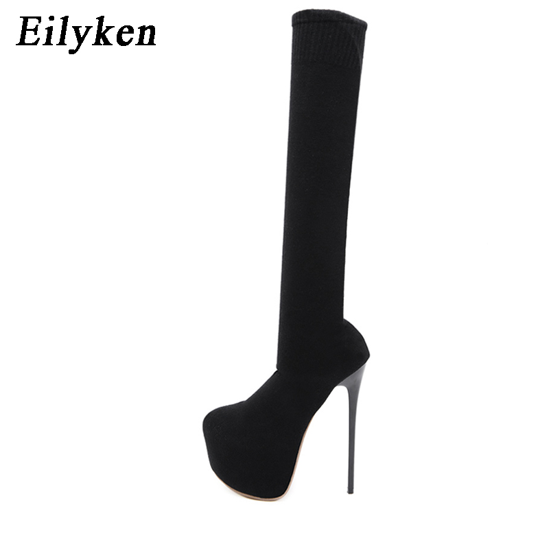Eilyken 17CM Platform Heels Wo - Sock Boot Women ulasan dan harga