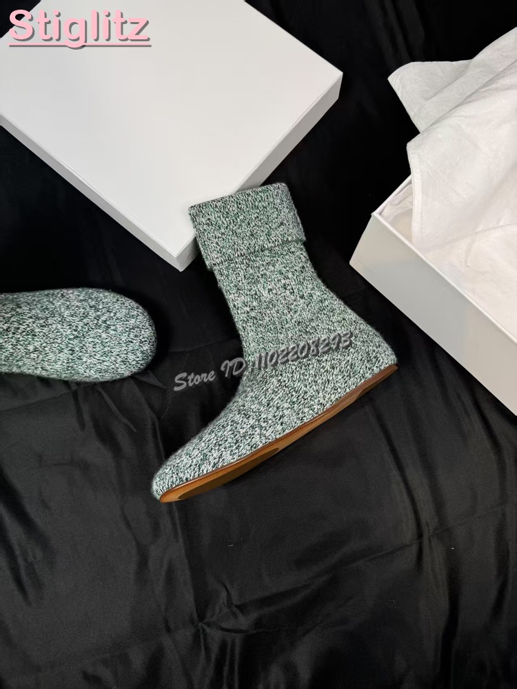 Knitted Round Toe Flat Stretch - Sock Boot Women ulasan dan harga