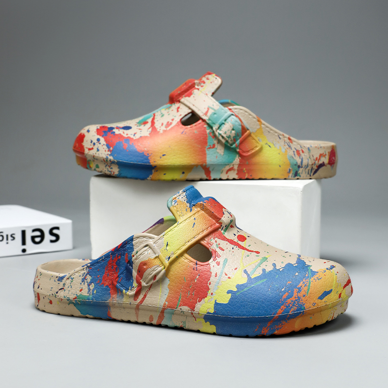 Men Women Graffiti Splash Pain - Slip On Mule Flat ulasan dan harga