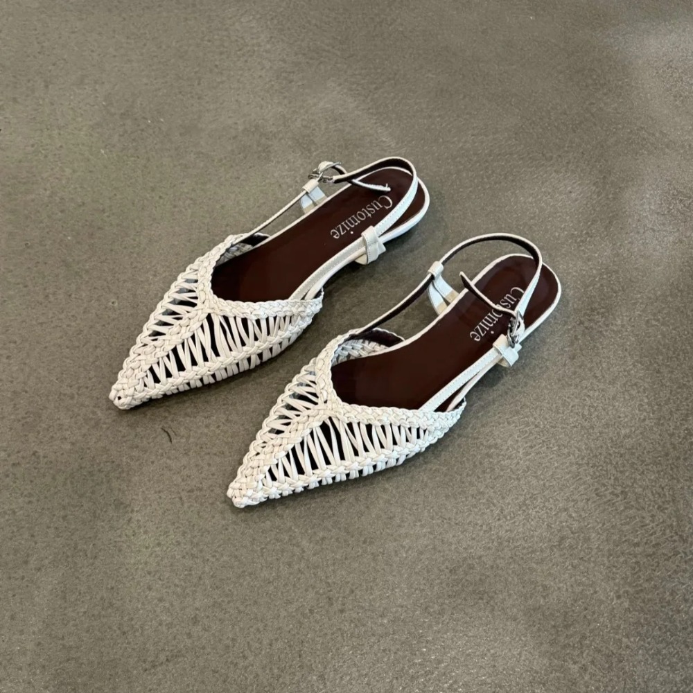 Pointed Woven Roman Style Sand - Slip On Mule Flat ulasan dan harga