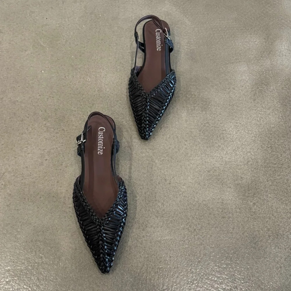 Pointed Woven Roman Style Sand - Slip On Mule Flat ulasan dan harga