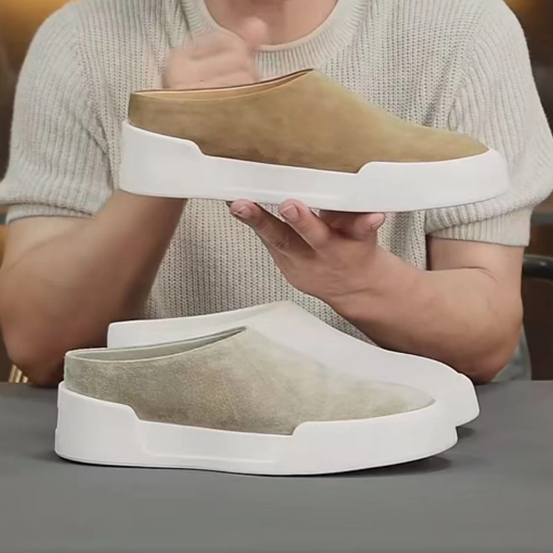Soft Leather Thick Bottom Men' - Slip On Mule Flat ulasan dan harga