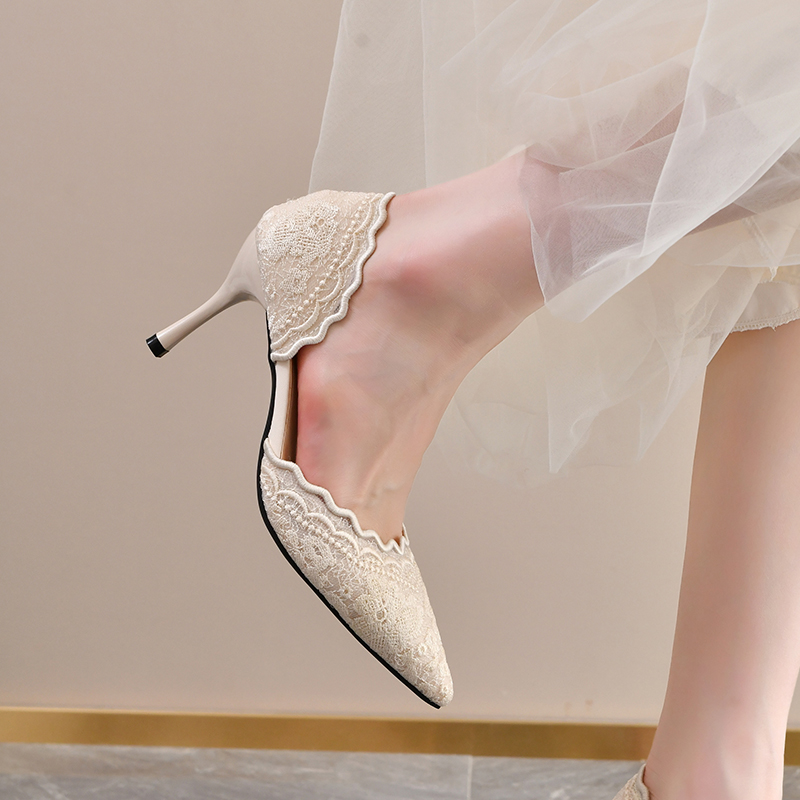 Lace Pointed Toe High Heels Wo - Women Shoes Heels ulasan dan harga