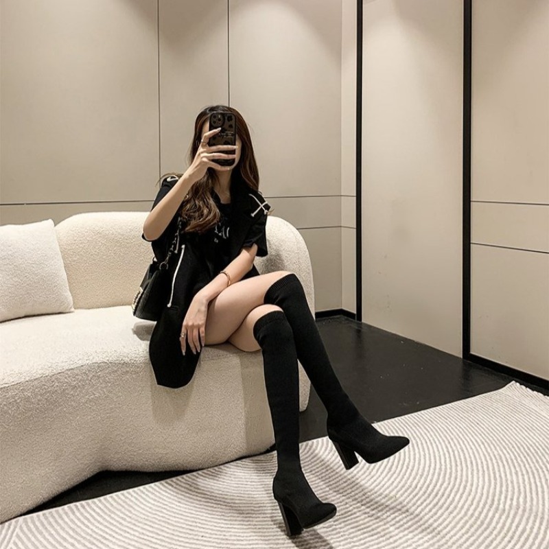 Women Over The Knee Boots Poin - Sock Boot Women ulasan dan harga