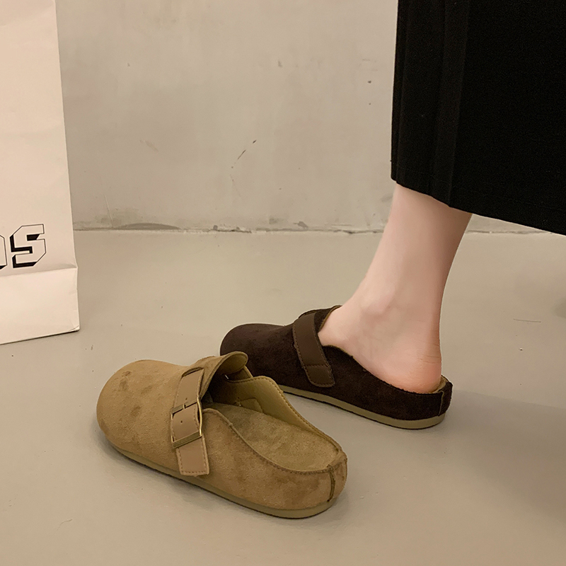 Ladies Round Toe Suede Backles - Slip On Mule Flat ulasan dan harga