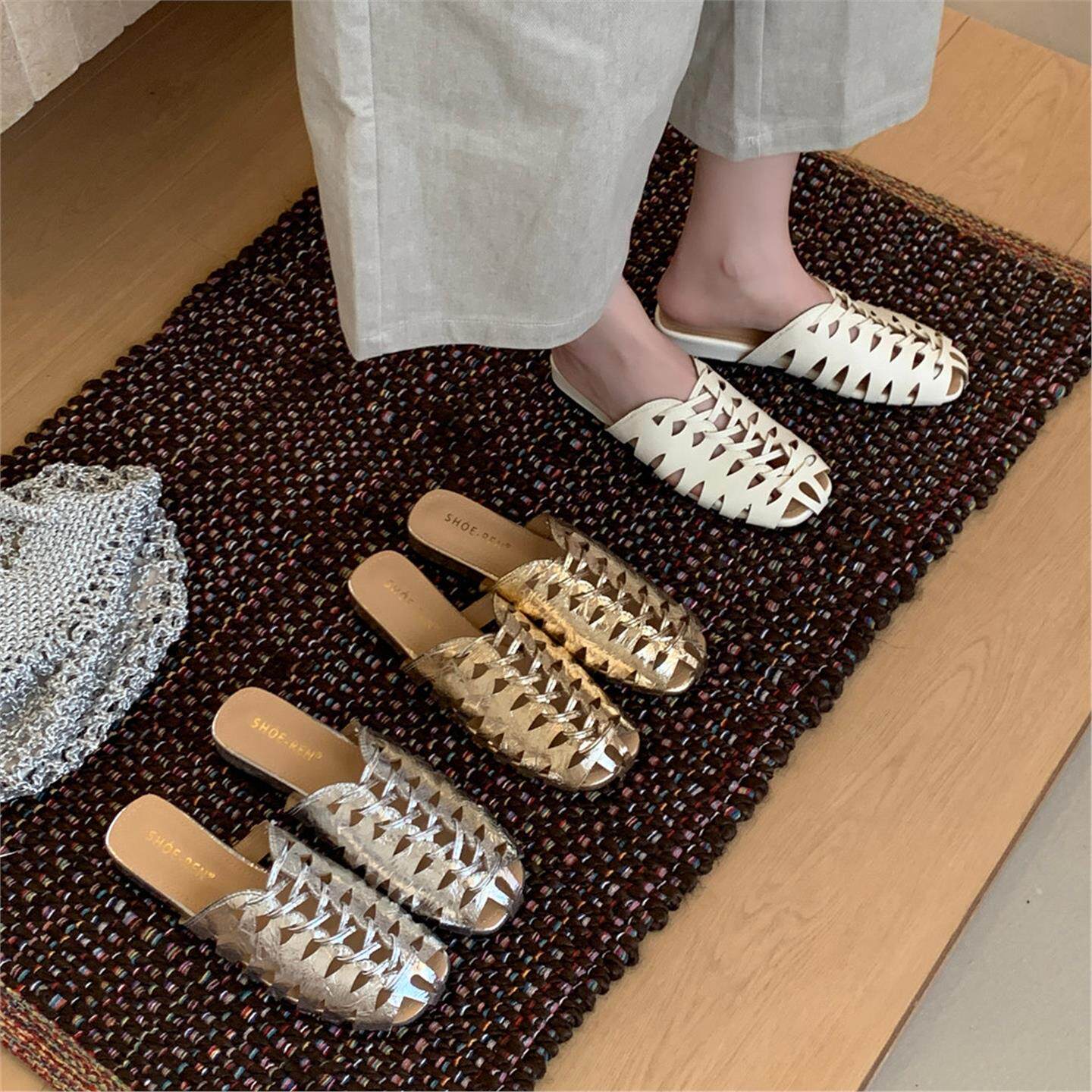 luxury brand Handmade Weaving  - Slip On Mule Flat ulasan dan harga