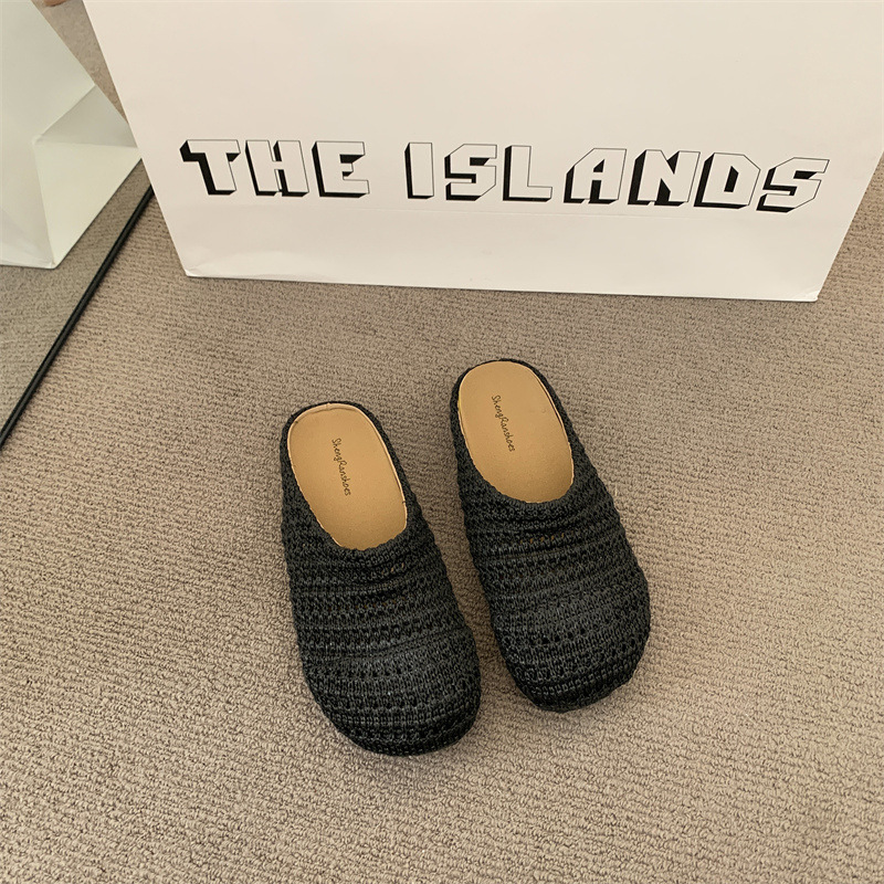 Women Raffia Woven Mule Slippe - Slip On Mule Flat ulasan dan harga