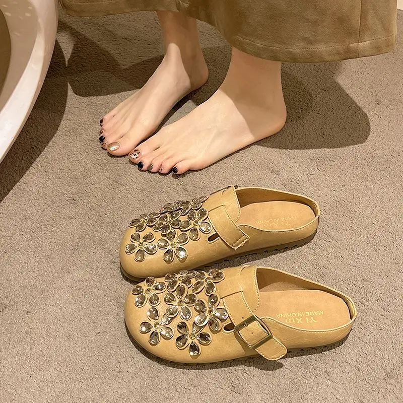 Women's Floral Rhinestone Buck - Slip On Mule Flat ulasan dan harga