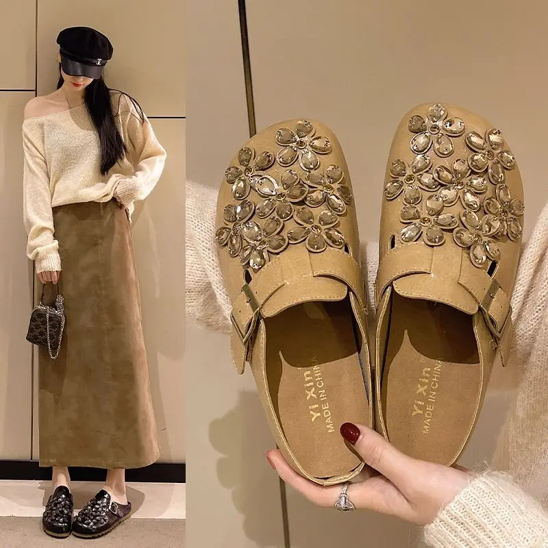Women's Floral Rhinestone Buck - Slip On Mule Flat ulasan dan harga