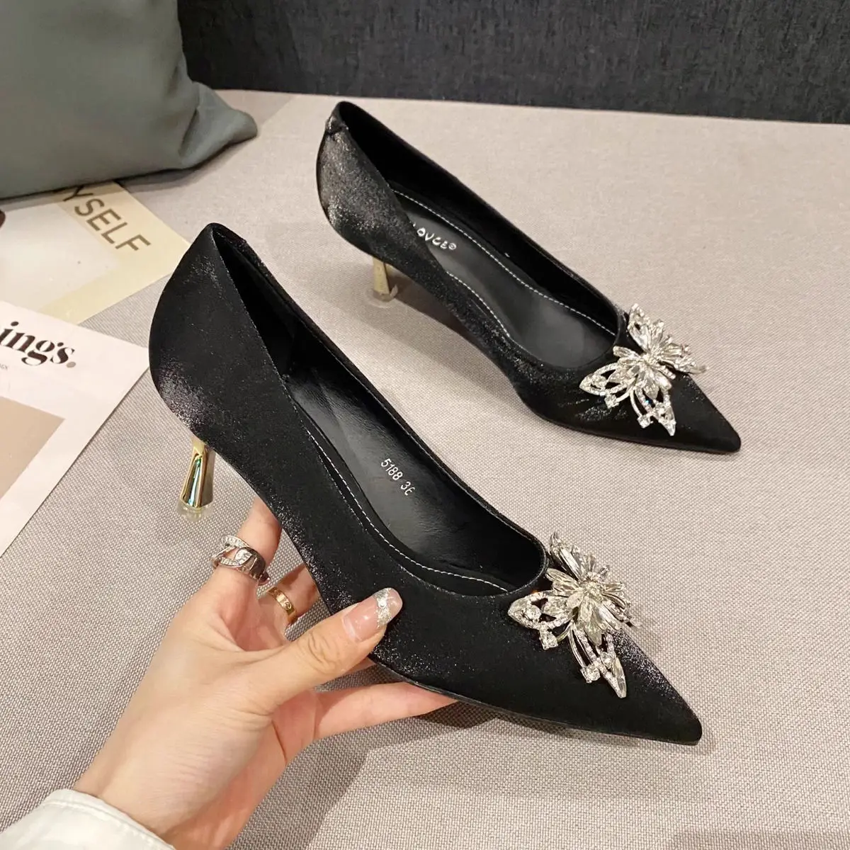 Pointed Toe Rhinestone Shoes f - Women Shoes Quick Delivery ulasan dan harga