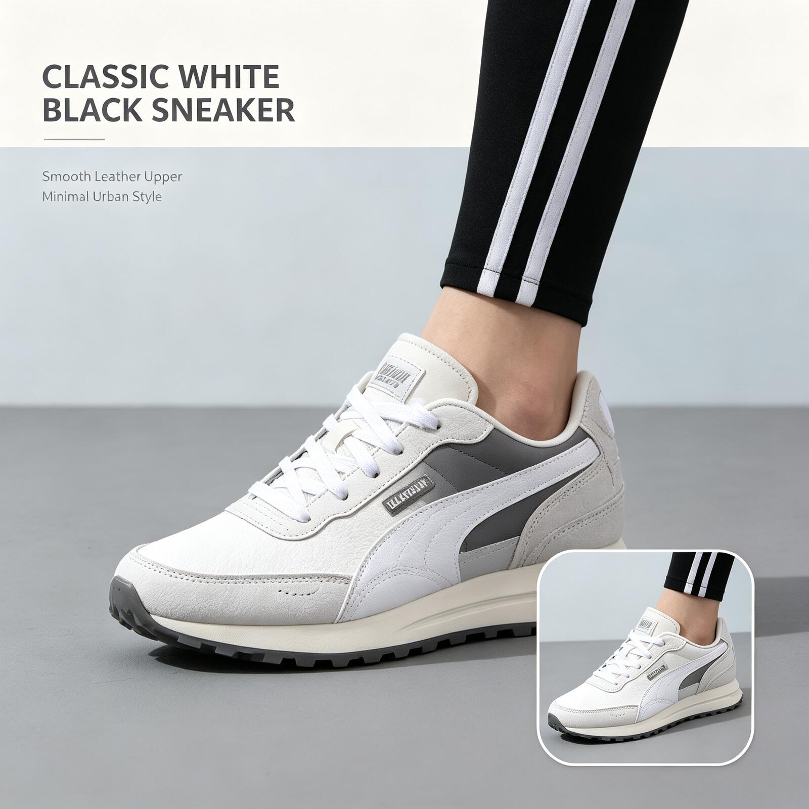 PUMA Men White Black Low Top S - Women'S Shoes Puma Sneakers ulasan dan harga
