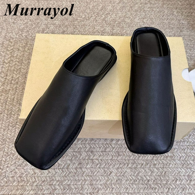 Slippers Closed Toe Genuine Le - Slip On Mule Flat ulasan dan harga