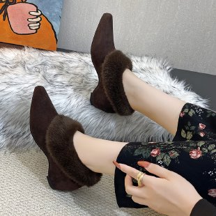 Platform Fleece-Lined Pointed  - Women Shoes Winter ulasan dan harga
