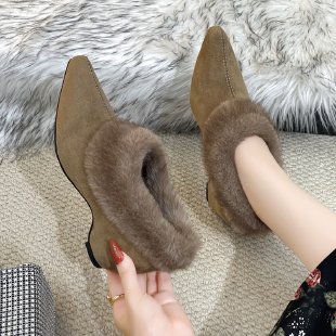 Platform Fleece-Lined Pointed  - Women Shoes Winter ulasan dan harga