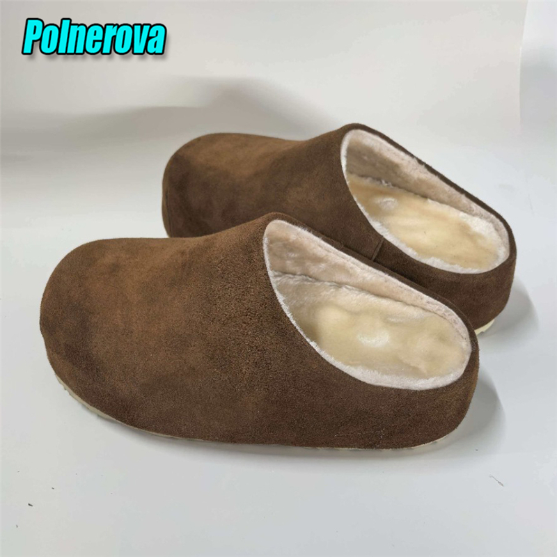 Suede Fluffy Thick Soled Half  - Slip On Mule Flat ulasan dan harga